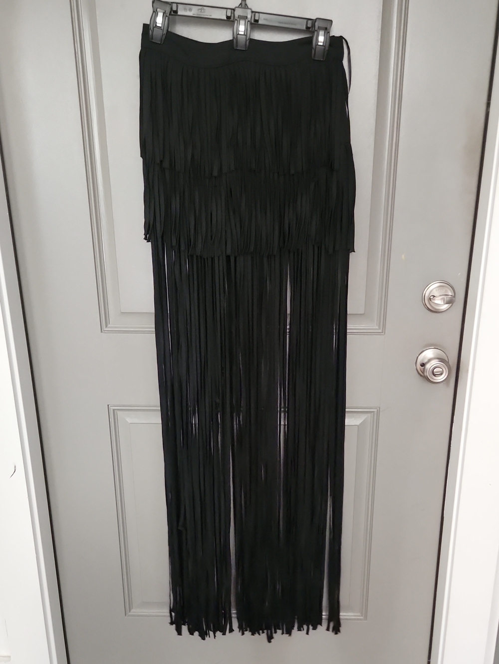 L'ATISTE Long Fringed Black Skirt With Shorts Underneath - NWT